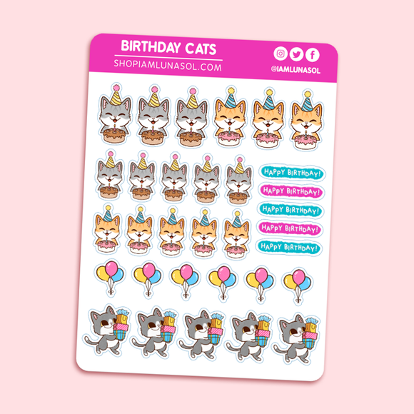 Birthday Cats Sticker Sheet