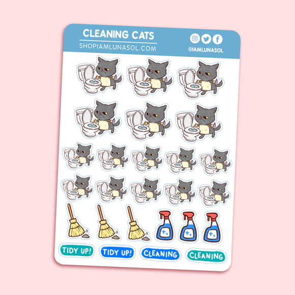 Cleaning Cats Sticker Sheet