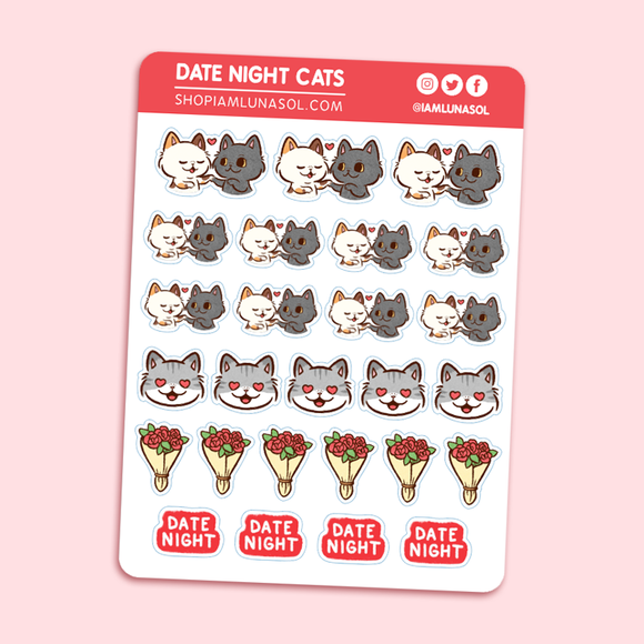 Date Night Cats Sticker Sheet