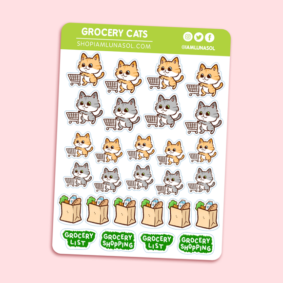 Grocery Cats Sticker Sheet
