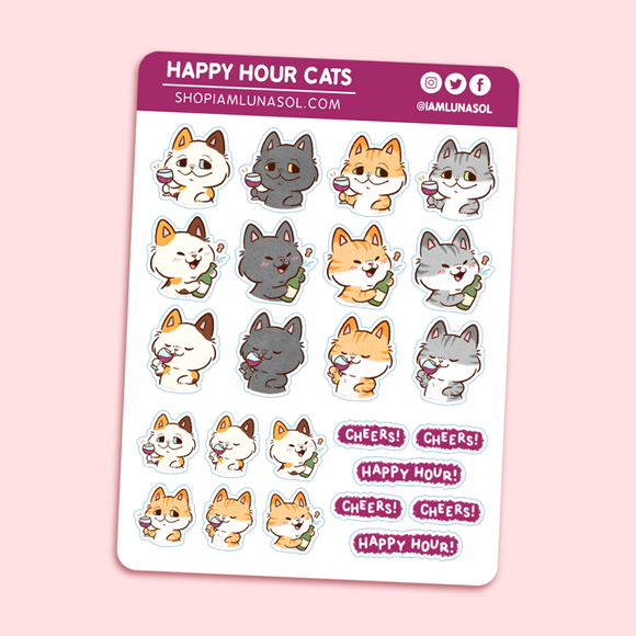 Happy Hour Cats Sticker Sheet