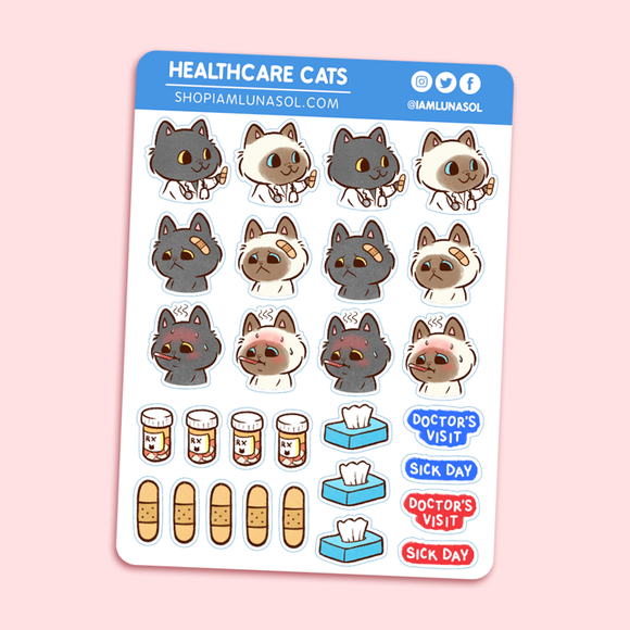 Healthcare Cats Sticker Sheet