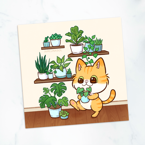 Houseplant Collector Cat Mini Print