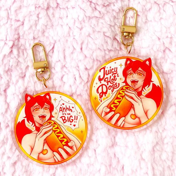 Juicy Hot Dogs Keychain