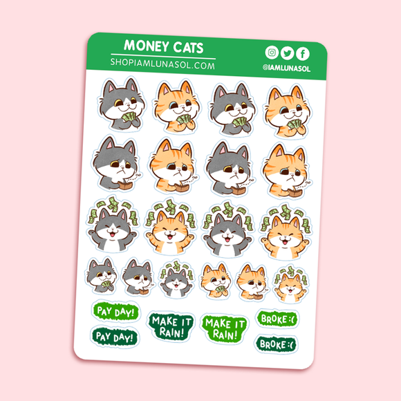 Money Cats Sticker Sheet