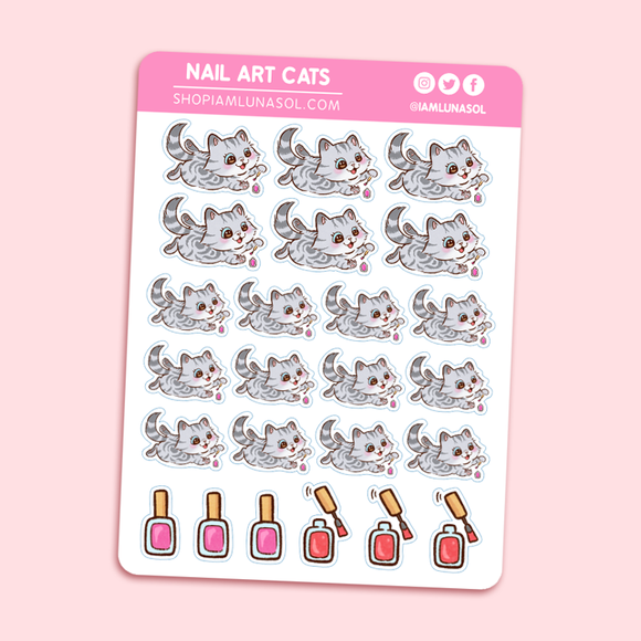 Nail Art Cats Sticker Sheet