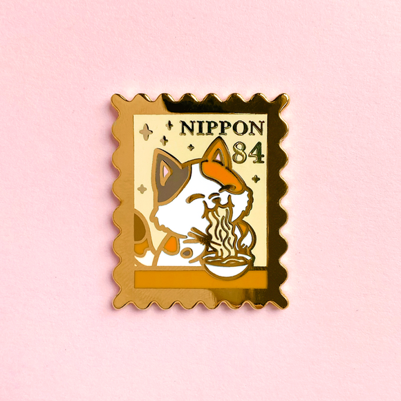 Cats in Japan Postage Stamp Pin