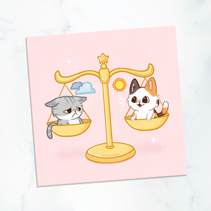 Balancing Mood Kitties Mini Print