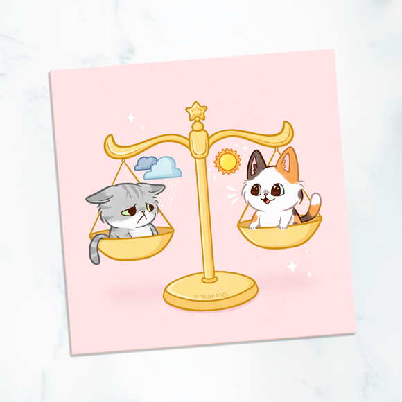 Balancing Mood Kitties Mini Print