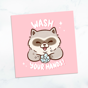 Wash Your Hands Raccoon Mini Print